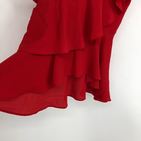 NWT Maddison Red One Shoulder Ruffle Layered Top size 6 - Picture 9 of 16